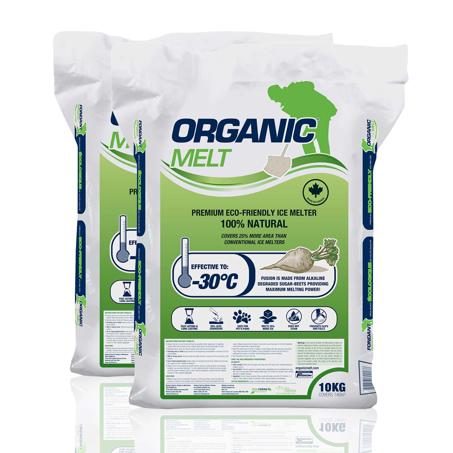 Organic Melt Premium Granular Ice Melter 10kg Bag 2 Pack Eco Solutions